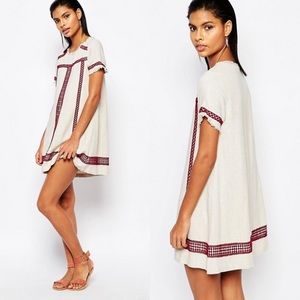 Moon River A-Line Linen Crochet Shift Tunic Dress